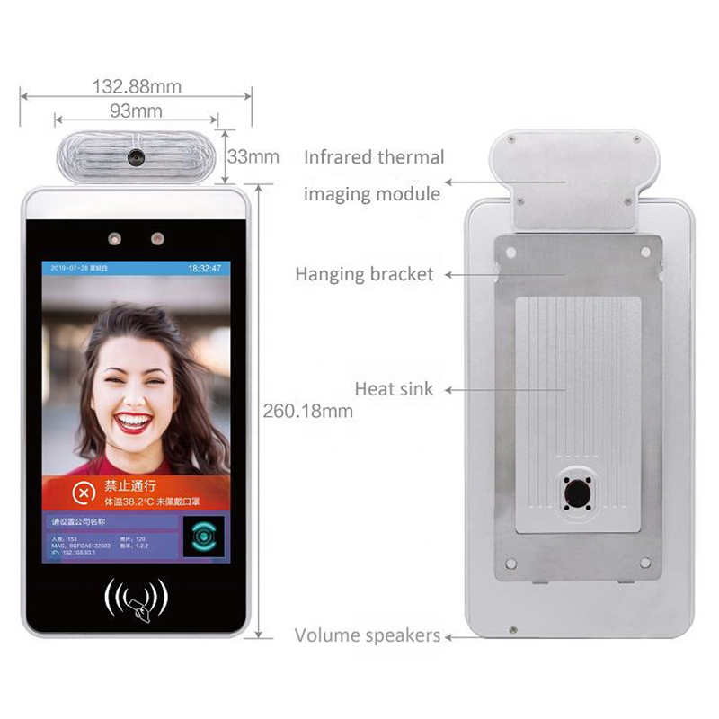 Audio Alert Walk Through Temperature Scanner Face Recognition With Led Lacation Lamp