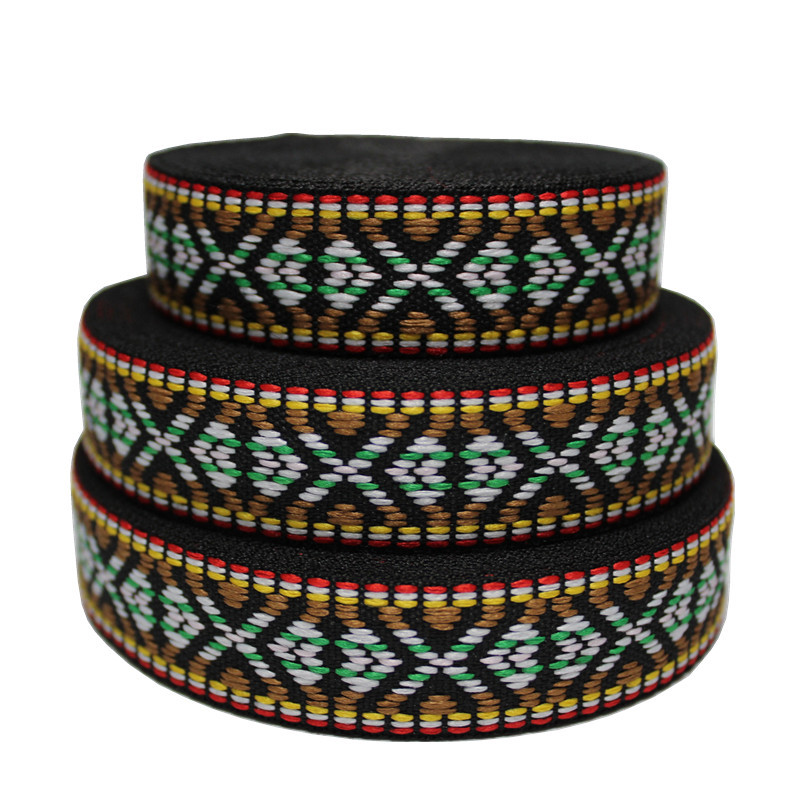 Custom Brand Logo Ethnic Style Jacquard Ribbon Strap