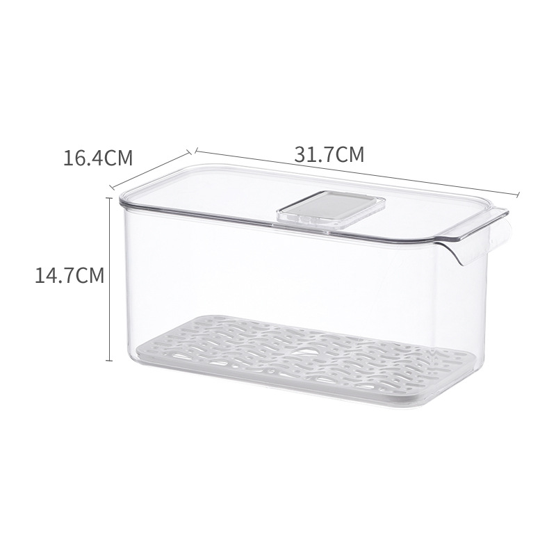 Durable Transparent Superimposable Crisper Drain Basket Fruit Vegetable Storage Box for Kitchen Refrigerator