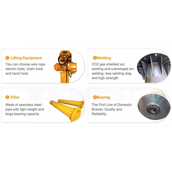 A3 12t Column Mounted Jib Crane Pillar Fixed Jib Boom Crane