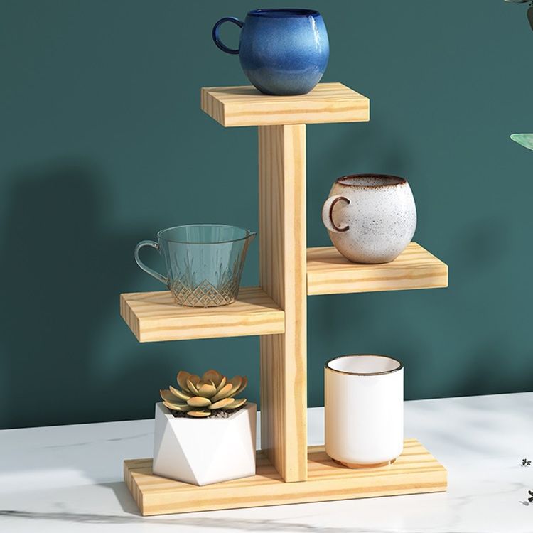 Solid Bamboo Tea Cup Storage Rack Multi-Layer Wooden Display for Water Coffee Glass Cups for Kitchen Use