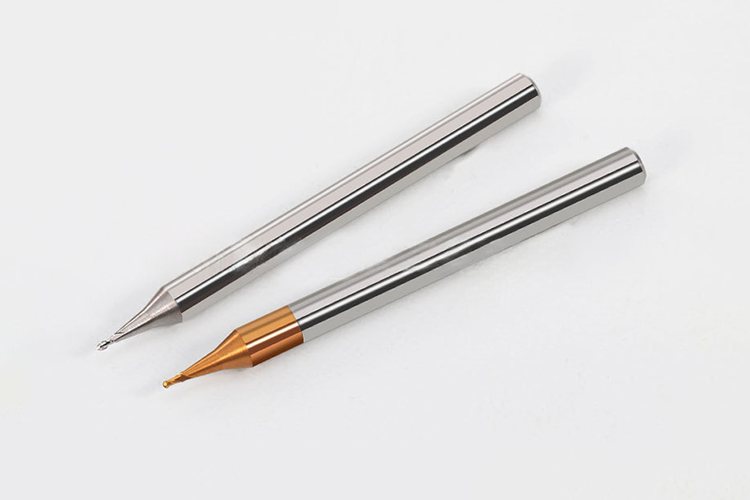 2-flute Tungsten Carbide Ball End Mill with Micro Diameter for 60° Angles in Steel and Aluminum
