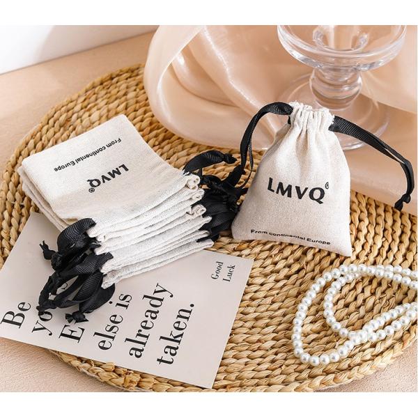 Customized LOGO Wholesale Customizable Cotton And Linen Drawstring Bag Small Cotton Canvas Jewelry Bag Jewelry Drawstring Storage Bag