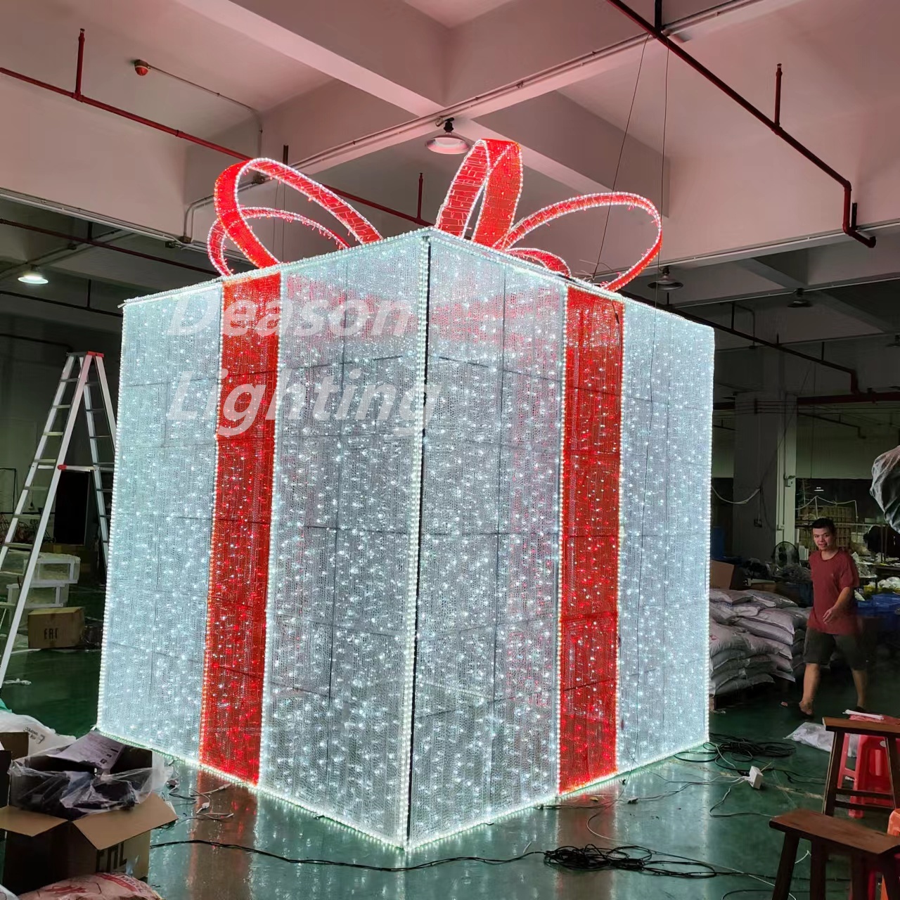 Motif light christmas decoration gift box led