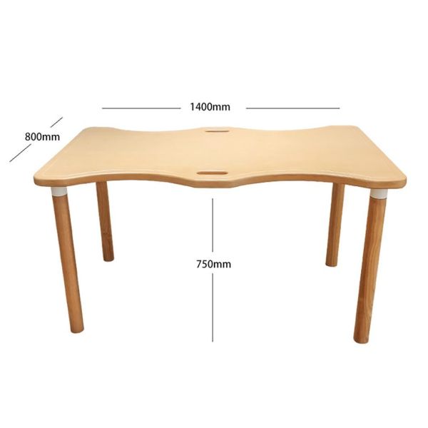 Square Wooden Table Set Wavy Dining Table Easy Maintenance