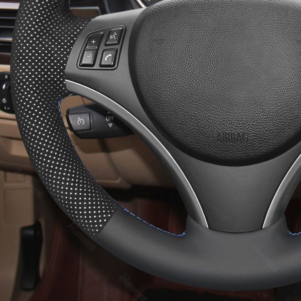Suede Steering Wheel Cover for BMW E87 E81 E82 E84 E88 E90 E91 E92 E93 2005-2013 White