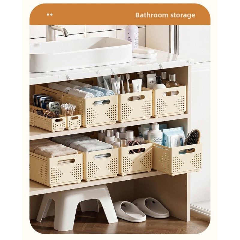 Modern Minimalist Style Folding Extendable Plastic Rectangular Kitchen Cabinet Organizer Storage Basket for Snack Sundries