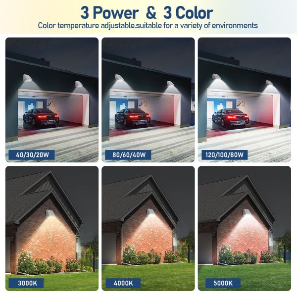 120W LED Wall Pack Light IP65 Adjustable 3000K-5000K Dimmable