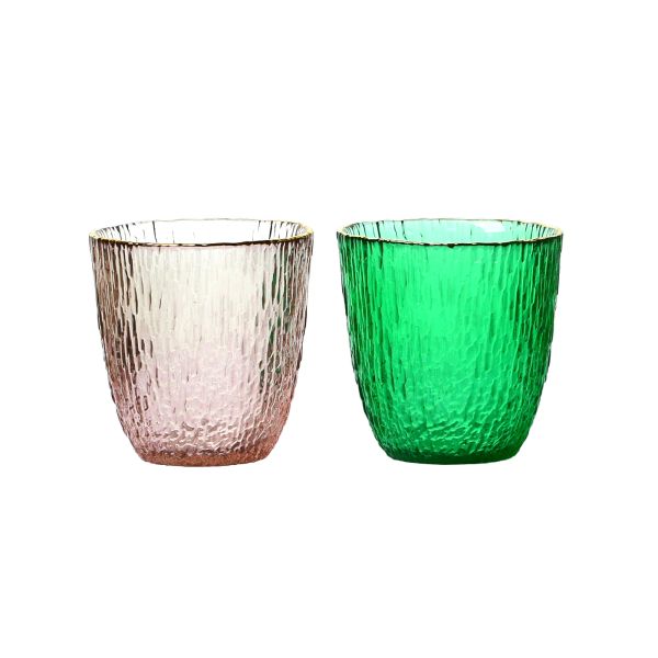 Lead Free Handmade Solid Coloured Whisky Glasses With Unique Hammer Pattern