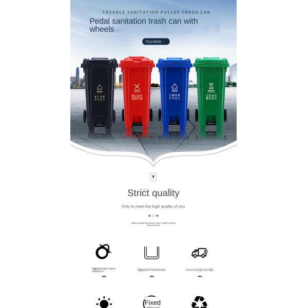 20L40L Outdoor Swing Lid square Sorting Dustbin Kitchen School Sanitation Plastic Trash Can with Lid