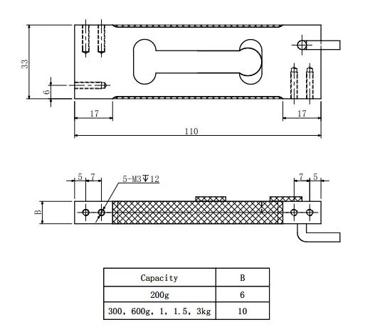 Capacity 0.3~5kg Parallel Beam Sensor Aluminium Alloy Single Point Load Cell