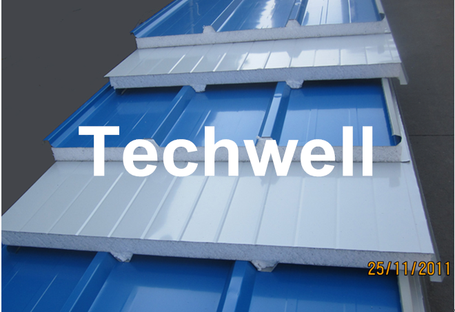Polyurethane Sandwich Panel Production Line For Color Steel With PLC Touch Screen Control