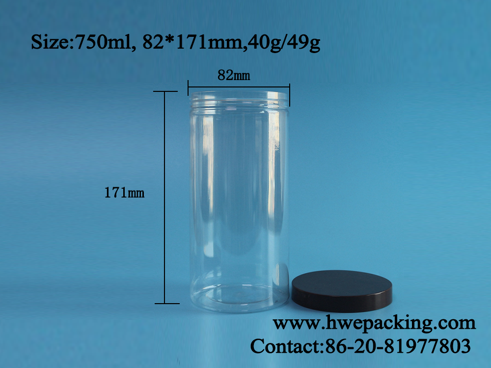750ml Leak Proof Plastic Jar Straight Sided Clear Long Wire Coil Packaging PET Wide Mouth