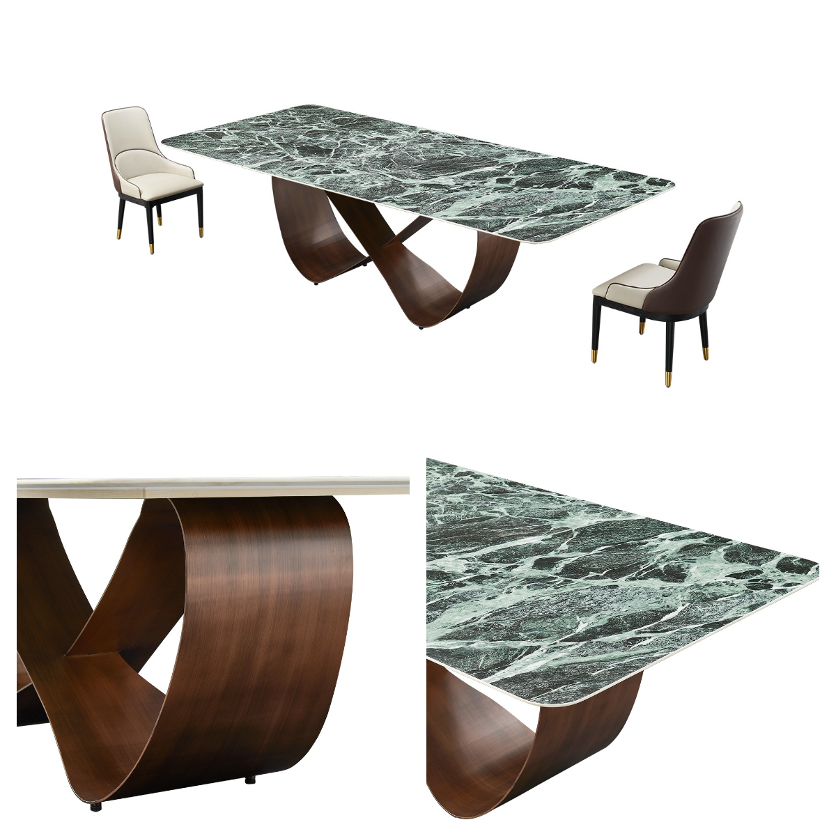 Luxury Marble Dining Table Marble Top Dining Table Set Simple brushed bronze Legs Marble Dining Table Set 6 Seater For Villas Restaurent