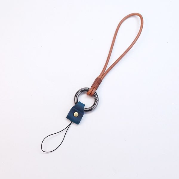 OEM Universal Phone Lanyard Strap Adjustable Leather Neck Phone Strap With Patch Metal