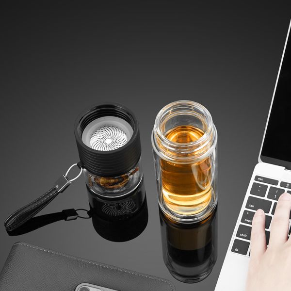 High Borosilicate paracity Glass Double Wall Tea Infuser Bottle 170ml 238ml