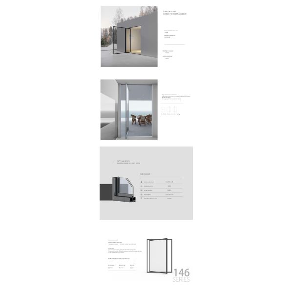 SLEEK 146 series minimalist narrow frame pivot door