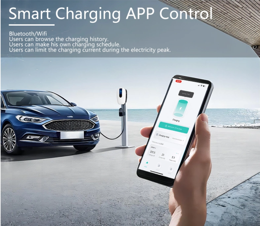 Newest Design Commercial Business 7kw 22kw OCPP Type1 Type 2 Wall Mounted EV Charging Station for v w Id4 tesla Byd